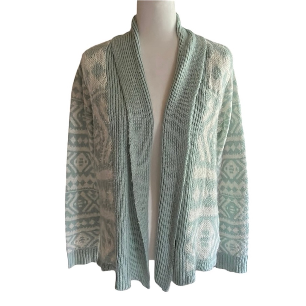 Forever 21 Green Open Front Knit Cardigan Sweater Size S